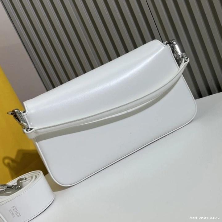 Cheap Leather White Medium Baguette Smooth Bag Tiffany Fendi In 0717